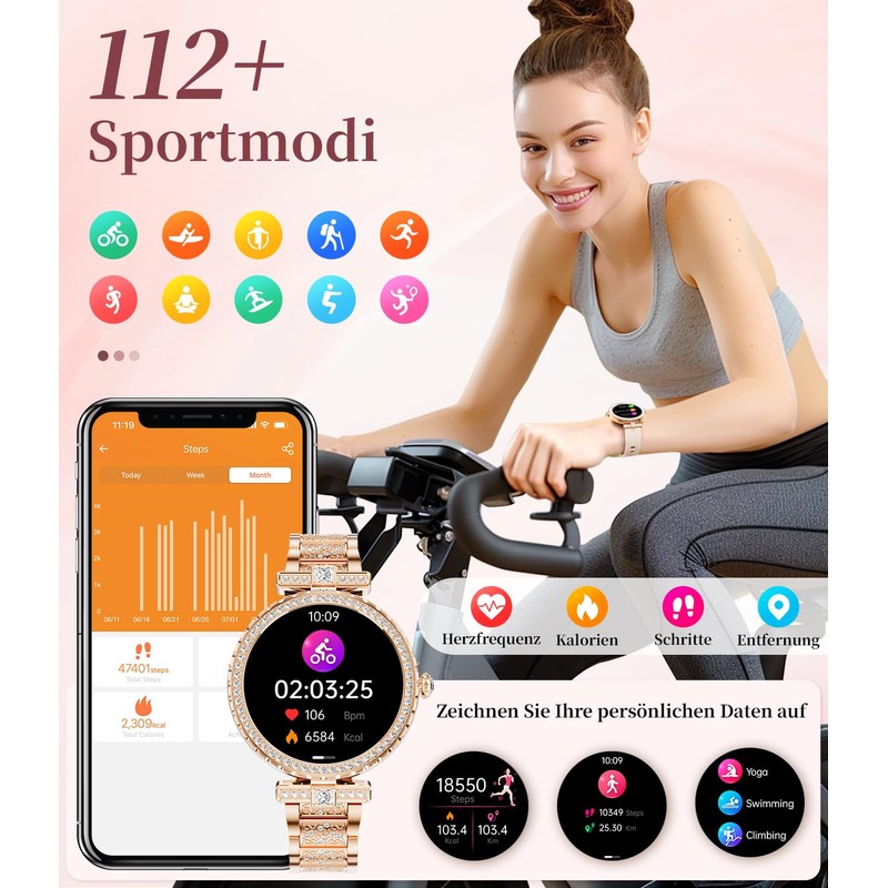 LIGE Reloj Inteligente Mujer con Llamadas Bluetooth Llamadas, 1.19" AMOLED