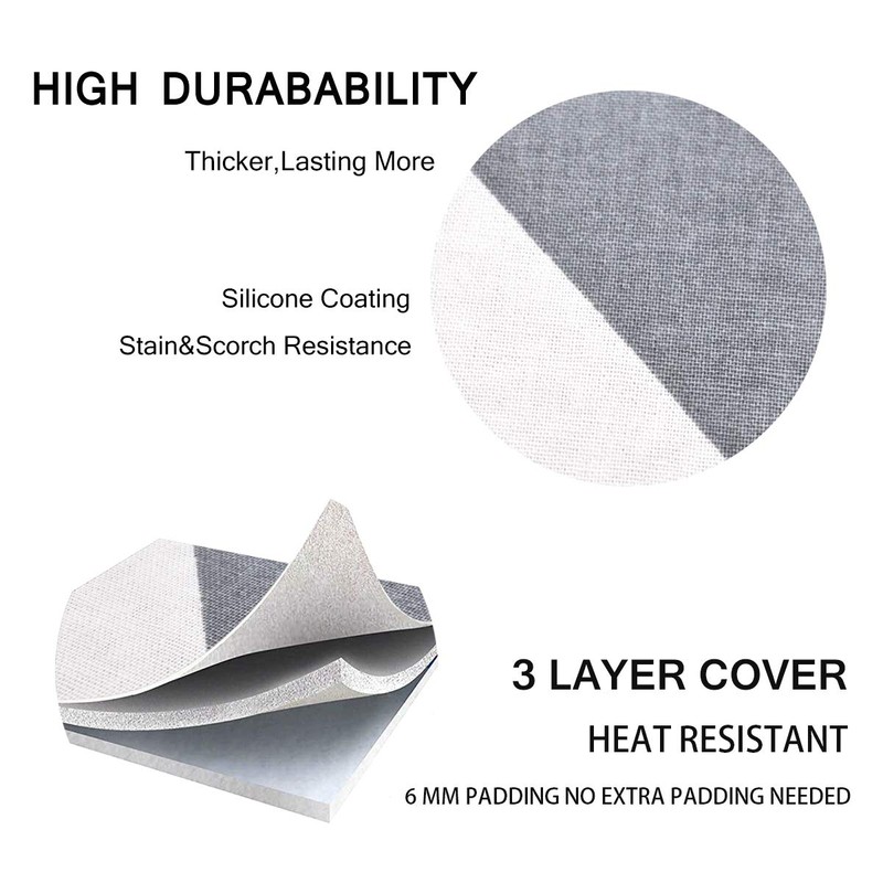 SheeChung 49"x15" Ironing Board Cover and Pad - with Elasticized