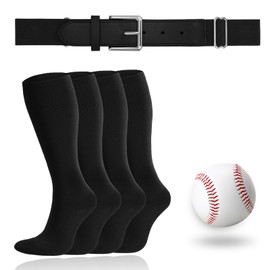 JASGOOD Baseball Socks,Belt and Baseball Combo Set for Toddler/Youth,Softball Set 2 Socks 1 Belt and Baseball for Boys Girls