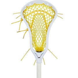 StringKing Women’s Complete Lacrosse Stick with Composite Shaft and Women's Type 4 Mesh (White/Yellow)