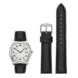 Afany Leather Watch Band 20mm for Men and Women, Quick Release Watch Strap, Black Replacement Watchband