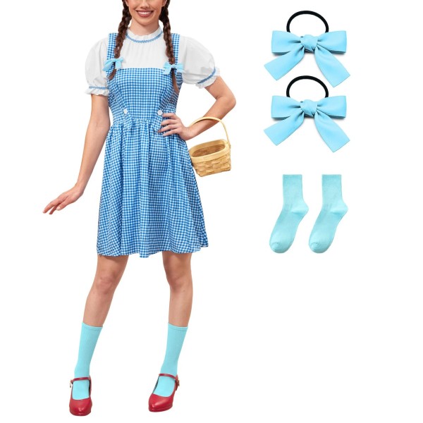Alireverie 3 Pcs Halloween Wizard Costume Puff Sleeves Blue White