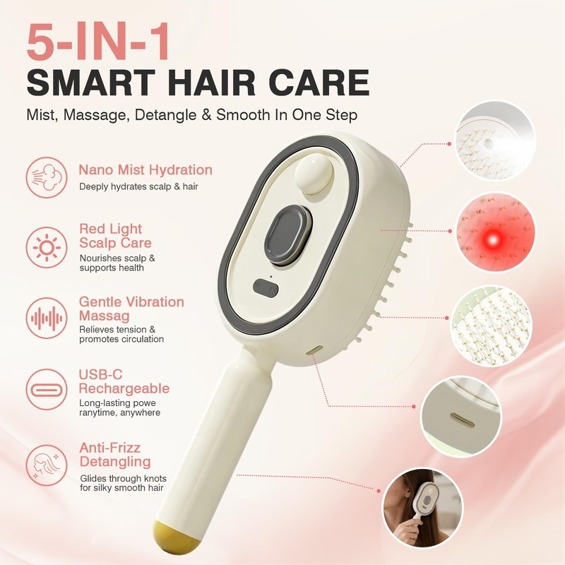 Electric Spray Air Cushion Massage Comb, 3-in-1 Electric Spray Hair