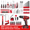 Red Drill Tool Kit Set: 20V Cordless Power Drill Tool