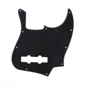 Musiclily 10 Hole J Bass Pickguard for Fender American/Mexican Made Standard Jazz Bass, 3Ply Black