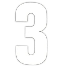 Pack of 3 Wheelie Bin House Numbers - White Number 3
