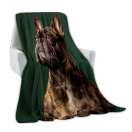 amepay Elegant Brindle French Bulldog Blanket - Ultra-Soft & Cozy Plush Flannel Fleece Throw Blankets - Lightweight Warmth for Couch, Bed, Travel, and Outdoor Comfort 60x50 inch