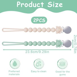 EIH1 Pack of 2 2-in-1 Dummy Holders and Teething Ring Toy in One Piece Design for Baby Girls and Boys BPA Free