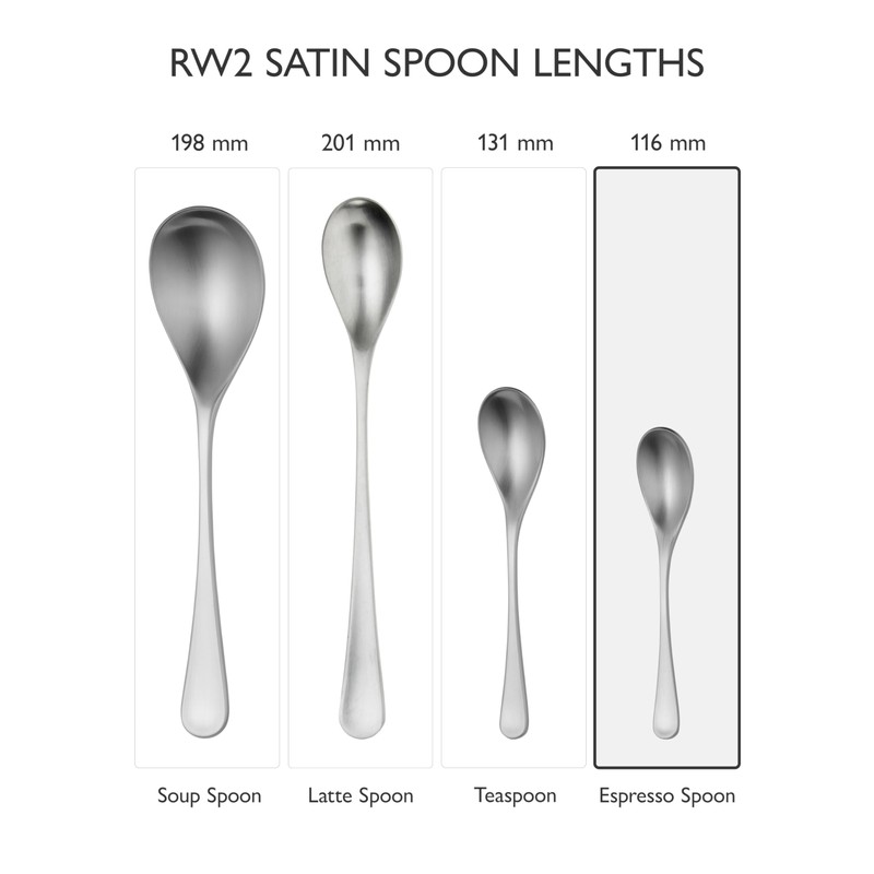 Robert Welch RW2 Satin Cutlery Coffee/Espresso Spoon, Set of 8.
