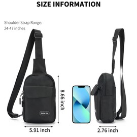 Seoky Rop Small Crossbody Bags for Women Men Nylon Water Resistant Sling Bag for Running Workout Travel, Black, Small, Sling Backpacks