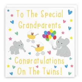 Hunts England - Congratulations New Baby Twins Card For The Grandparents - To The Special Grandparents - Congratulations On The Twins! - Iconic Collection