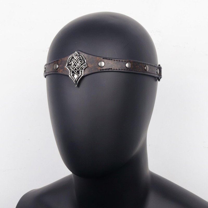 L'VOW Viking Leather Headpiece Medieval Adjustable LARP Headband Pirate Cosplay