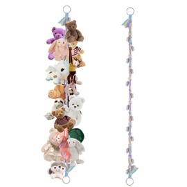 200 cm Hand-Woven Rope with 20 Clips, Cuddly Toy Storage, Cuddly Toy, Hammock, Cuddly Toy, Stuffed Toy Storage, Net for Cuddly Toys, Cuddly Corner, Room Decoration (Father) (Colour)