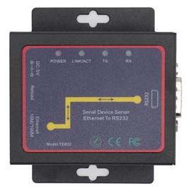 Zunate Serial Device Server Converter, RJ45 to RS232 Device Server with Duplex Transmission, IP Converter with Double Serial Ports for Windows for Industrial (EU Plug 100-240V)