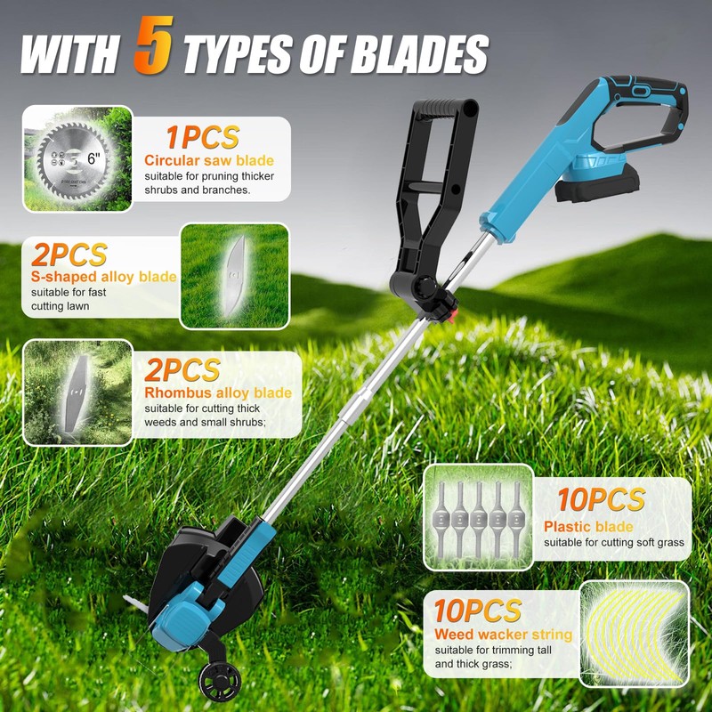 Electric Weed Wacker Cordless Grass Trimmer Battery Powered