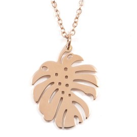 Happiness Boutique Women Monstera Necklace in Rose Gold | Delicate Necklace Tropical Leaf Pendant