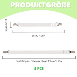 AUXHCYL 8 Stück Bettlakenspanner Verstellbar, 30-130cm Bettlaken Spanner, Spanngurte für Bettlaken, Matratze, Sofa, Bügelbrett
