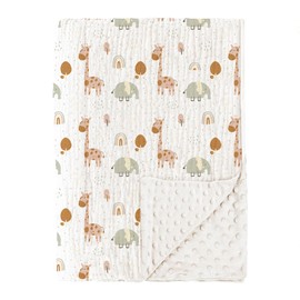 Chungie Soft Baby Blanket – 100% Cotton Muslin Front & Plush Minky Fleece Back, Multi-Layer Blanket for Baby Boys & Girls, 40x30 in Nursery Bed Blanket, Newborn & Toddler Use