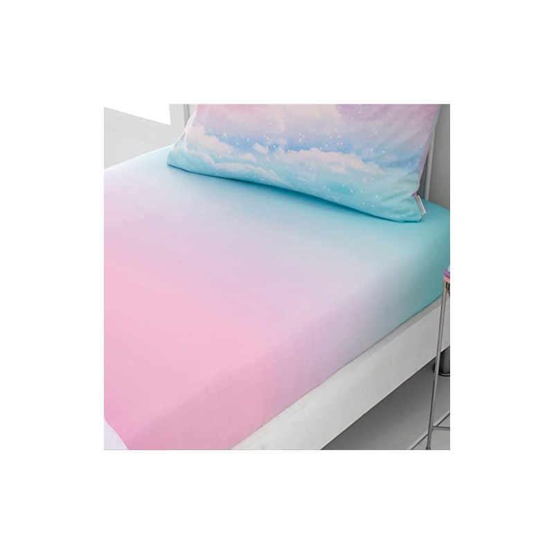 Catherine Lansfield Kids Bedroom Ombre Rainbow Clouds Single Polycotton Fitted