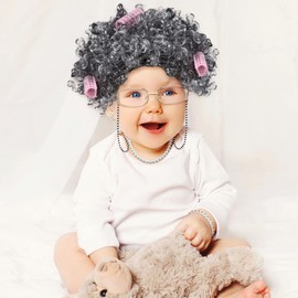 Drperfect Old Lady Wig Granny Costume Set for Women, Grandma Wig