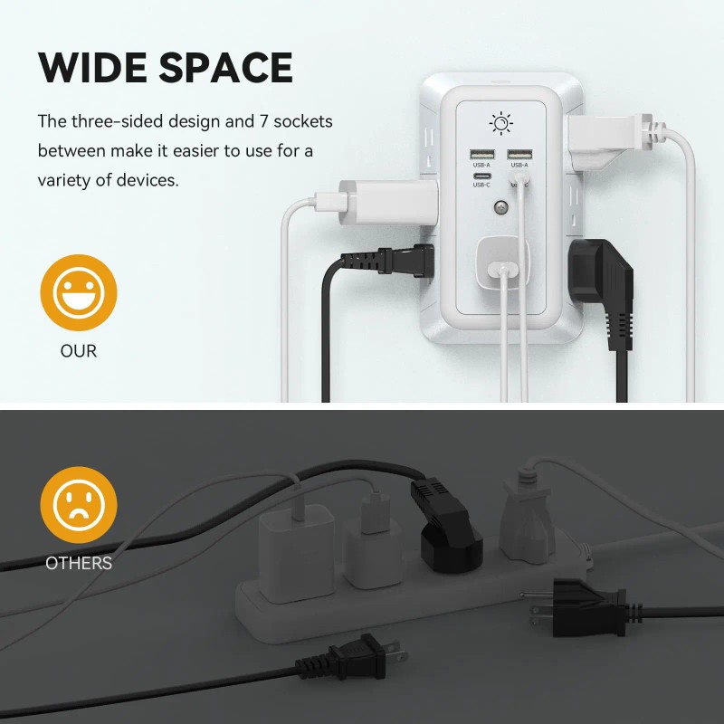 11-IN-1 USB Wall Charger Surge Protector with Night Light 7