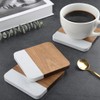 LiWiBet Acacia Wood Marble Coasters for Drinks Set of 4,