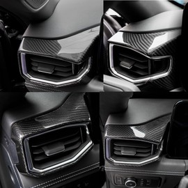 Jogon Carbon Fiber Driver Side Air Vent Outlet Cover for Ford Mustang S650 GT Darkhorse EcoBoost 2024 Left Side Dashboard AC Vent Frame Decorative Panel (Glossy CF)