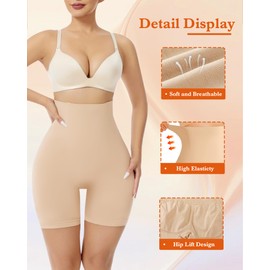 Damonent Tummy Control Shapewear Shorts High Waist shapewear for Women Seamless Body Shaper Shorts Thigh Slimmer Panties(Nude XL-2XL)