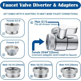 Sink Faucet Hose Sprayer Attachment with 5 Adapters - Dual Function Handheld Bidet - for Feminine Hygiene, Baby Diaper Cleaning & Pet Bathing