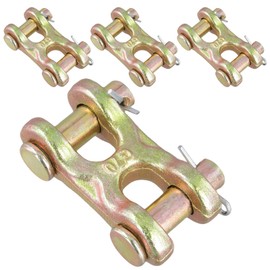 SEHOI 4 Packs 3/8 Inch Twin Clevis Link, Zinc Plated G70 Forged Chain Repair Links, Truck Trailer Tie Down Links for Trucks, Trailers, 6600 Working Load Limit