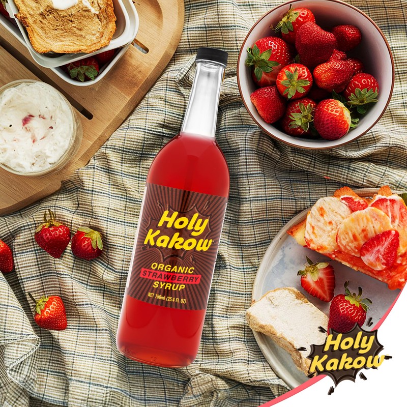 Holy Kakow Organic Strawberry Syrup - Strawberry Syrup for Drinks,