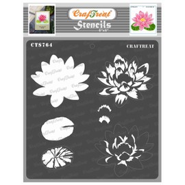 CrafTreat Reusable Layered Lotus Flower Stencils for Painting on Wood and Floor - Layered Lotus Stencil - 6 x 6 Inch - DIY Art and Craft Stencils Lotus Flower Pattern