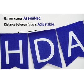 Prestrung Blue Happy Birthday Banner, Imitated Burlap Men Boy Birthday Sign Bunting Banner for Birthday Party Decorations Supplies