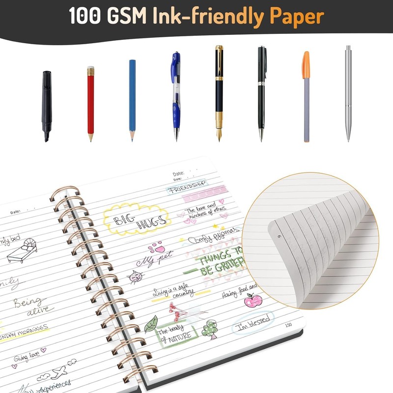 Forvencer Lined Spiral Journal Notebook with 300 Numbered Pages, A5