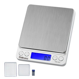 Kitchen Scale, Cooking Scale, Digital Scale, Silver, 6.6 lbs (3 kg), 0.1 g Units, Electronic Scale, 10.1 oz (3000 g), Measuring Instrument, Cooking, Cooking, Snacks, Compact, Tare, Auto Off, Power