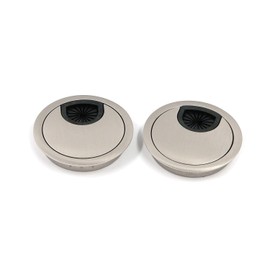 Quluxe Cable Hole Cover, 2-3/8" Zinc Alloy Desk Grommet for Wire Organizer- Brushed Silver (Pack of 2)