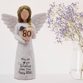 AcowSpt 80th Birthday Gifts for Women, 80th Birthday, 80th Birthday Decorations for Women, Birthday Gifts for 80 Years Old, Sculpted Hand-Painted Figurine