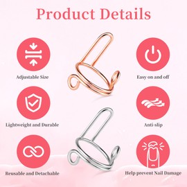 Heemeei 20pcs Size Adjustable Wudu Rings with 120pcs Adhesive Nail Tabs, Reusable Detachable Rings for Halal Nail, Muslim Wearing Manicure (Rose Gold, Silver)