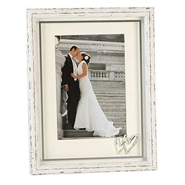 Love Photo Frame Distressed Shabby Chic Effect with Silver Heart Icons 5" x 7" - 5352