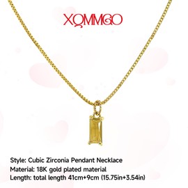 XQMMGO Women's Necklace, 18 Carat Gold-Plated Birthstone Necklace, Cubic Zirconia Pendant Necklace, Birthstone Necklace, Jewellery, Women's Gifts for Women, Girlfriend (Red), Gold