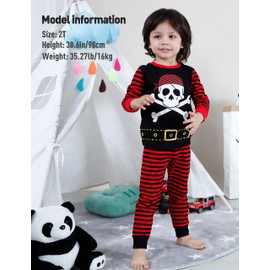 A&J DESIGN Baby Boys Pirate Pajamas Jammies Pjs Sets (3T, Red and Black)
