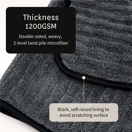 Wish United High Absorbency Weavy Microfiber Car Detailing Soft Drying Towel 1200gsm (1pack, 13.7"x13.7")