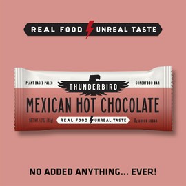 Thunderbird Real Food Energy Bars, Mexican Hot Chocolate, Plant Based Protein, 1.7 Ounce, Fruit & Nut Nutrition Bars - No Added Sugar, Grain and Gluten Free, Non-GMO, 12 Pack
