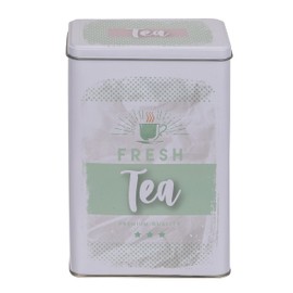 MIK funshopping Set of Retro Metal Tin Tin Coffee, Tea & Sugar - Coffee Canister, Tea Canister, Sugar Bowl with Lid (3-Piece Vintage Design, White/Mint Green/Pink)