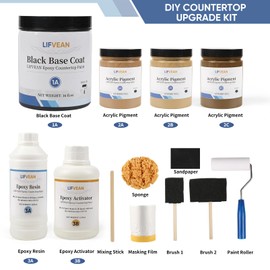 LIFVEAN Epoxy Countertop Paint Refinishing Kit, Kitchen Bathroom Glossy Coating for Marble, Granite, Laminate, Ceramic Tile, Cover 40 sq.ft, Amber Brown