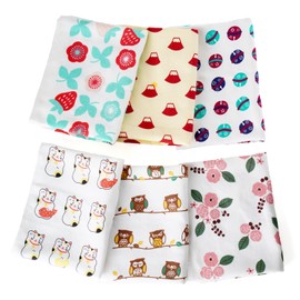Oruta Gauze Towel, Made in Japan, Senshu Towel, Design, Set of 6, Thin, Quick Drying, 100% Cotton (Face Towel)