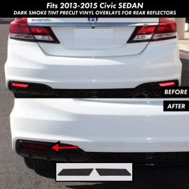 Deliciousticker For 2013-2015 Civic Sedan SMOKE Rear Reflectors Overlays Tint Decals Vinyl