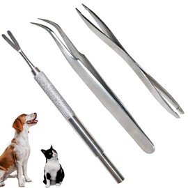 KreezyPets Tick Removal Tools Kit Include Tweezers and Remover Made with Steel Storage in a Box Portable Ticks Remover Tools Set for DogsCatsHorses and Human Easy To Use