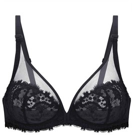 Simone Perele Women's Wish Plunge Bra Sheer, black