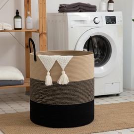 OIAHOMY 100L Laundry Hamper, Dirty Clothes Hamper for Bedroom, Collapsible Laundry Basket, Large Blanket Basket, Nursery Hamper with Handle, Blanket Storage for Living Room-18.5x21inches-Yellow&Black